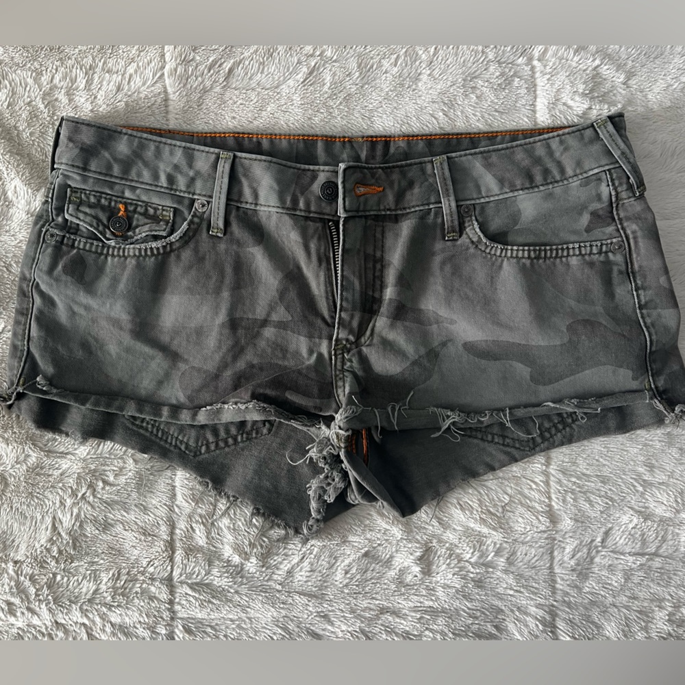 True Religion Gray Jean Shorts